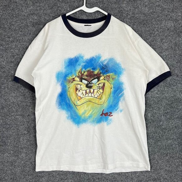 Vintage Tasmanian Devil Taz All Over Print‎ T Shirt Mens Adult Large White - Picture 1 of 8